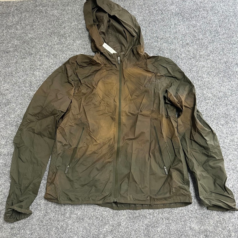 Lululemon Jacket Womens Size 8 Olive Green Hooded Windbreaker Stained Distressed